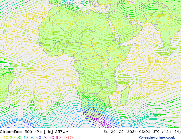 Línea de corriente 500 hPa 557ww dom 29.09.2024 06 UTC