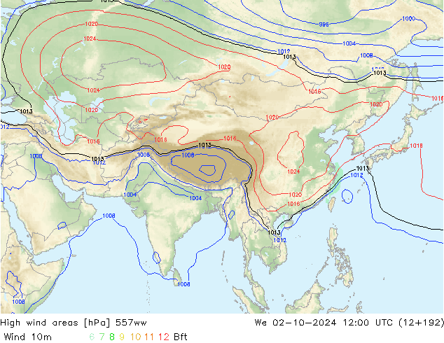 High wind areas 557ww We 02.10.2024 12 UTC