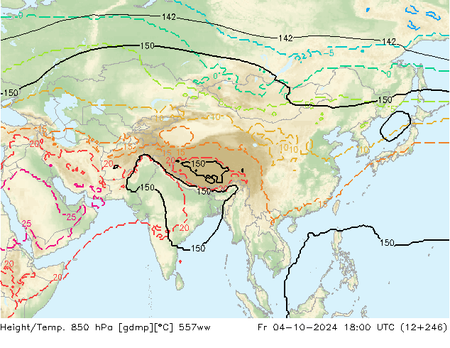 Geop./Temp. 850 hPa 557ww vie 04.10.2024 18 UTC