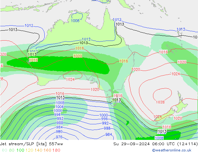 Jet stream/SLP 557ww Su 29.09.2024 06 UTC