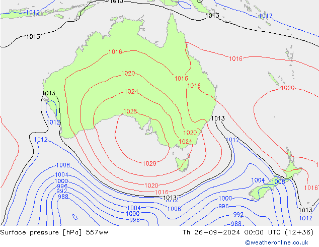 приземное давление 557ww чт 26.09.2024 00 UTC