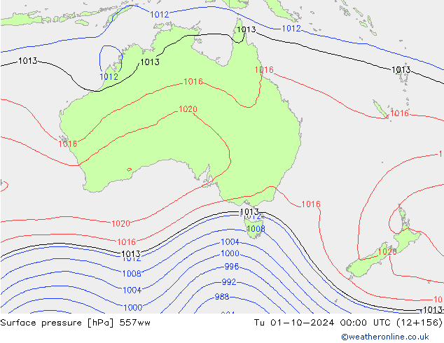 Surface pressure 557ww Tu 01.10.2024 00 UTC