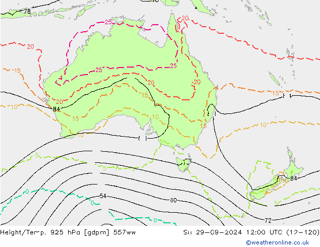 Geop./Temp. 925 hPa 557ww dom 29.09.2024 12 UTC