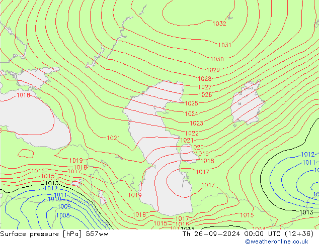 Pressione al suolo 557ww gio 26.09.2024 00 UTC