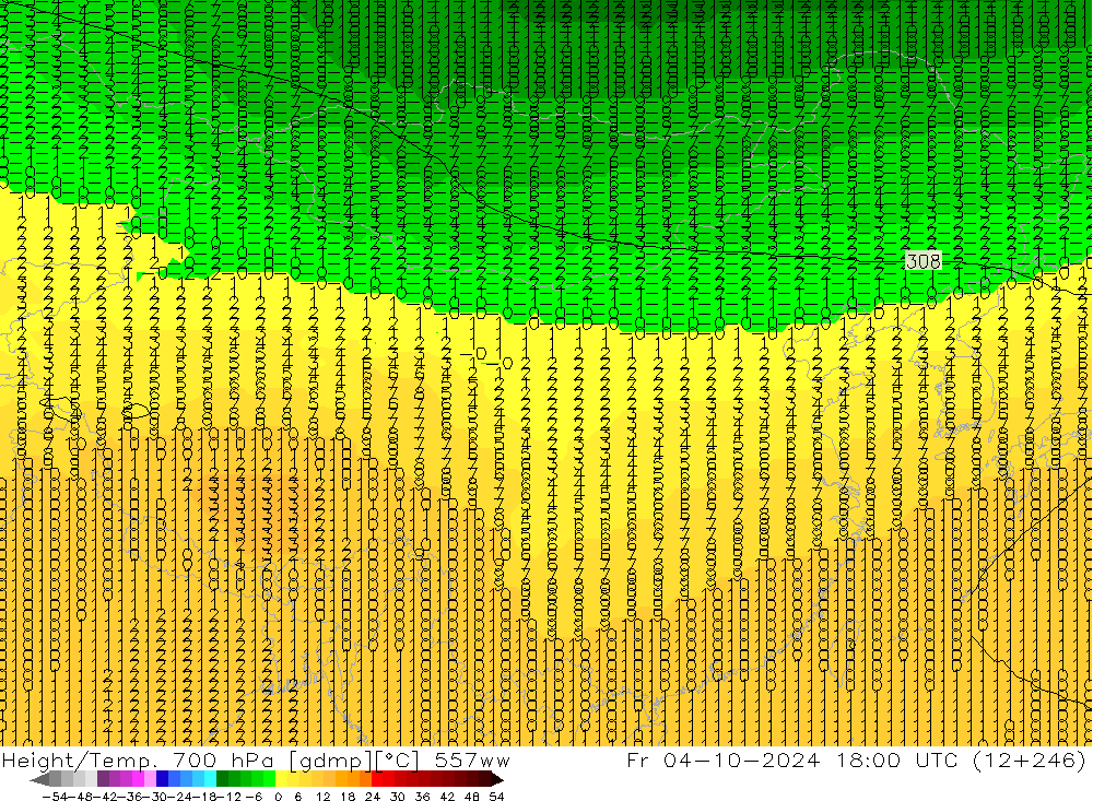 Height/Temp. 700 гПа 557ww пт 04.10.2024 18 UTC