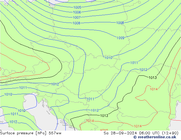 Atmosférický tlak 557ww So 28.09.2024 06 UTC