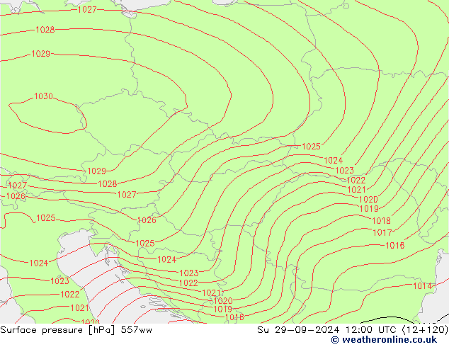 Luchtdruk (Grond) 557ww zo 29.09.2024 12 UTC