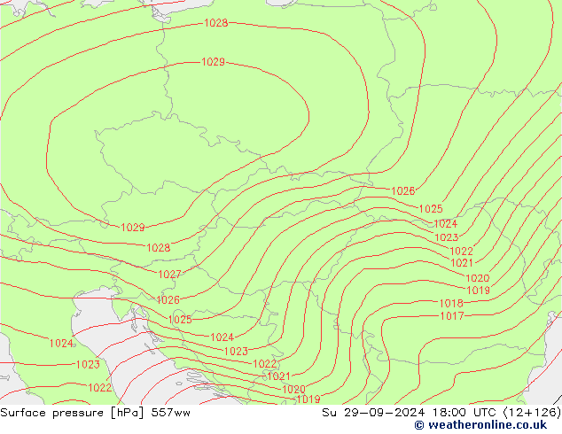 Luchtdruk (Grond) 557ww zo 29.09.2024 18 UTC