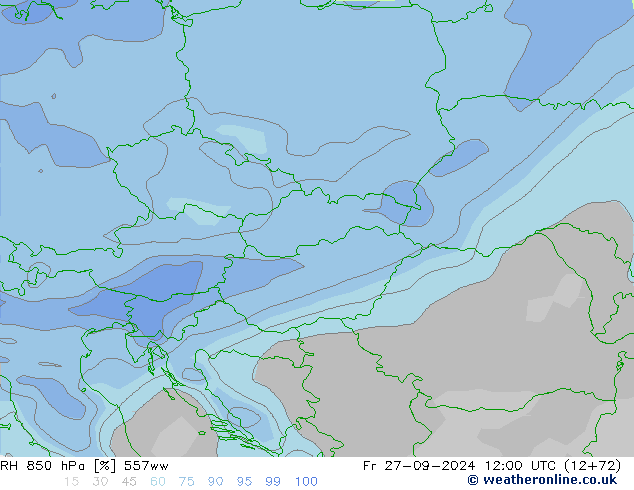 RH 850 hPa 557ww  27.09.2024 12 UTC