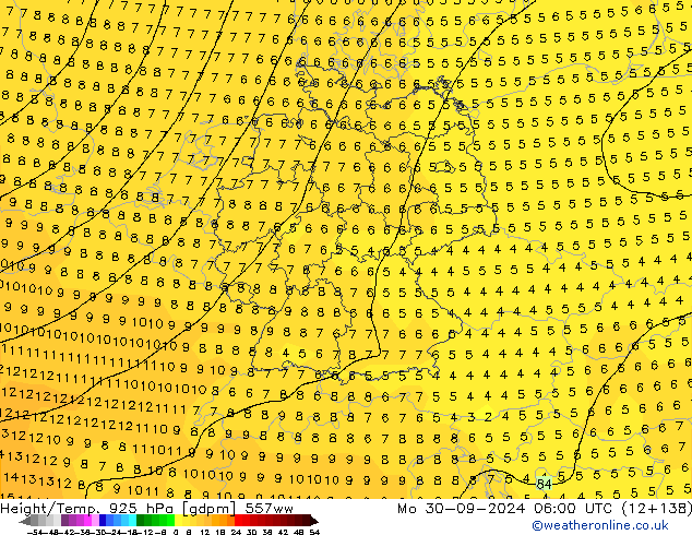 Geop./Temp. 925 hPa 557ww lun 30.09.2024 06 UTC