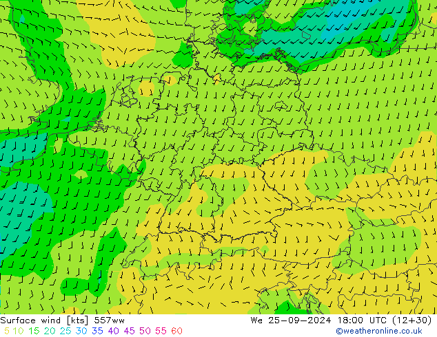 Vent 10 m 557ww mer 25.09.2024 18 UTC