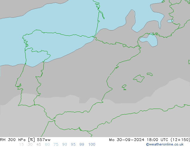 RH 300 hPa 557ww lun 30.09.2024 18 UTC