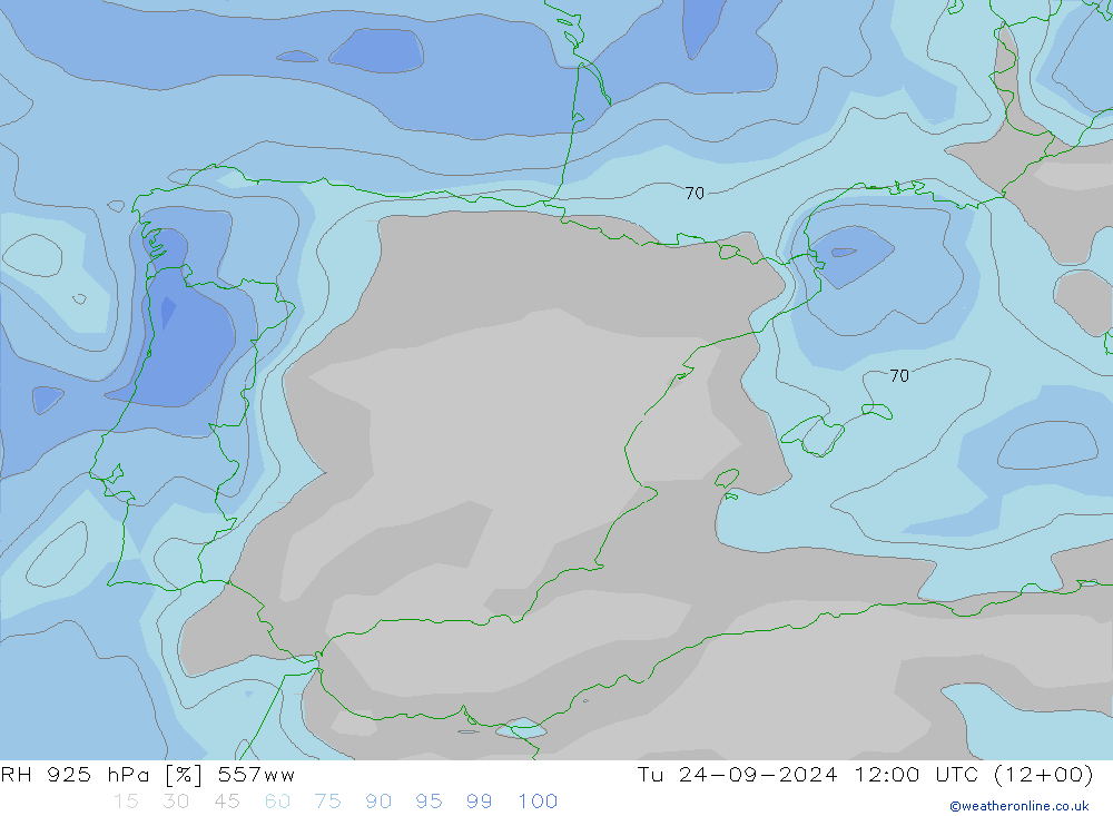 RH 925 hPa 557ww  24.09.2024 12 UTC