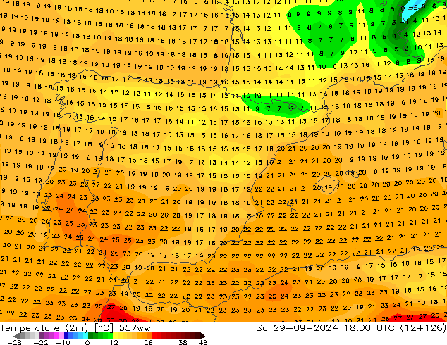 Temperatura (2m) 557ww dom 29.09.2024 18 UTC