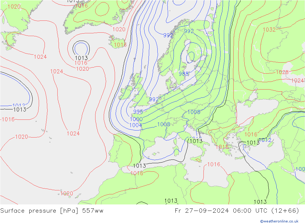 Yer basıncı 557ww Cu 27.09.2024 06 UTC