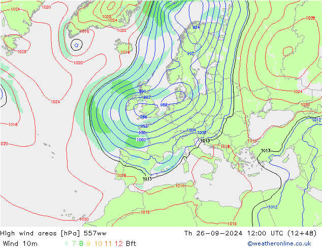 High wind areas 557ww Th 26.09.2024 12 UTC