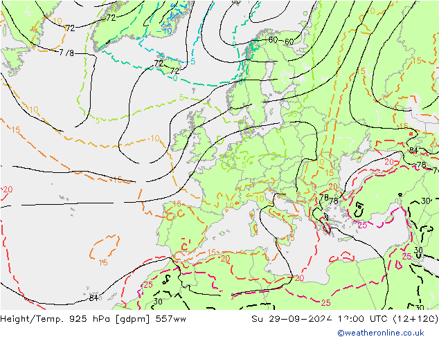 Height/Temp. 925 hPa 557ww Dom 29.09.2024 12 UTC