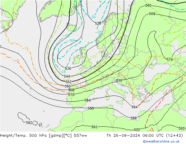 Yükseklik/Sıc. 500 hPa 557ww Per 26.09.2024 06 UTC