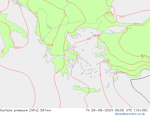 Surface pressure 557ww Th 26.09.2024 00 UTC