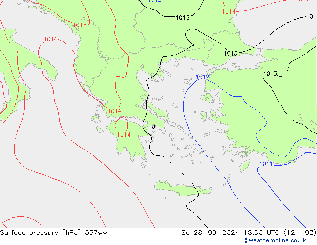 Presión superficial 557ww sáb 28.09.2024 18 UTC