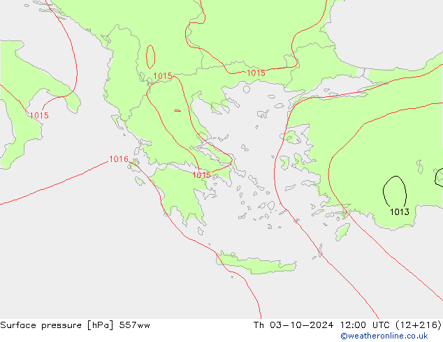 Presión superficial 557ww jue 03.10.2024 12 UTC