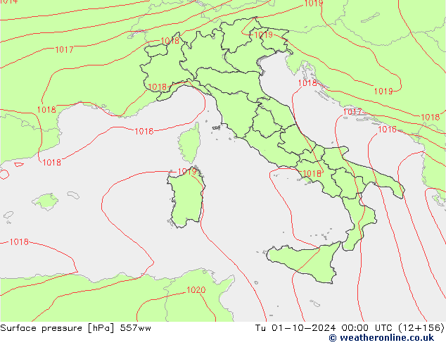 приземное давление 557ww вт 01.10.2024 00 UTC