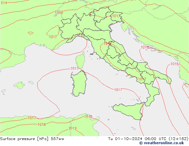 Surface pressure 557ww Tu 01.10.2024 06 UTC