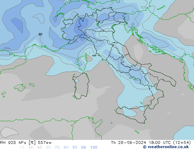 RH 925 hPa 557ww Qui 26.09.2024 18 UTC