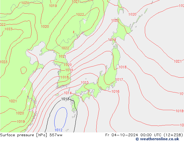 Surface pressure 557ww Fr 04.10.2024 00 UTC