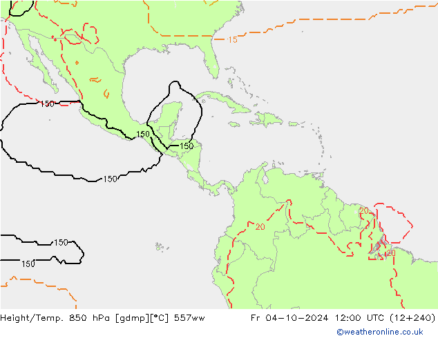 Height/Temp. 850 гПа 557ww пт 04.10.2024 12 UTC