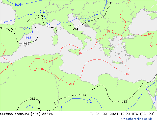 Pressione al suolo 557ww mar 24.09.2024 12 UTC