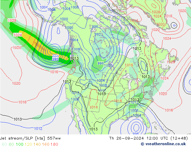 Jet stream/SLP 557ww Th 26.09.2024 12 UTC