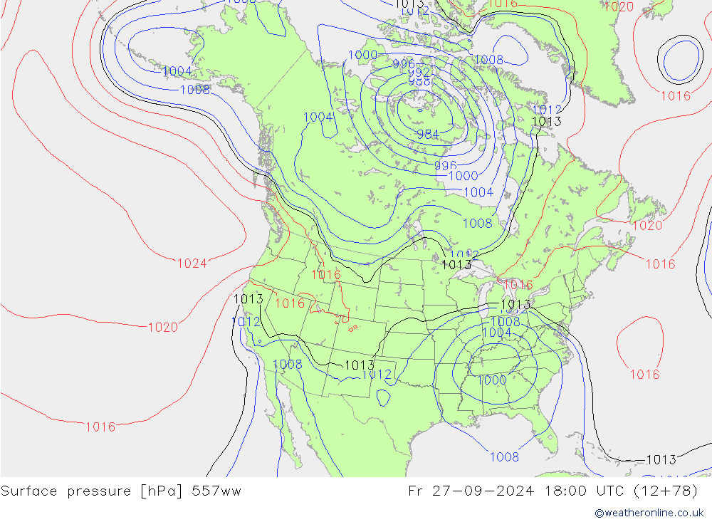 приземное давление 557ww пт 27.09.2024 18 UTC