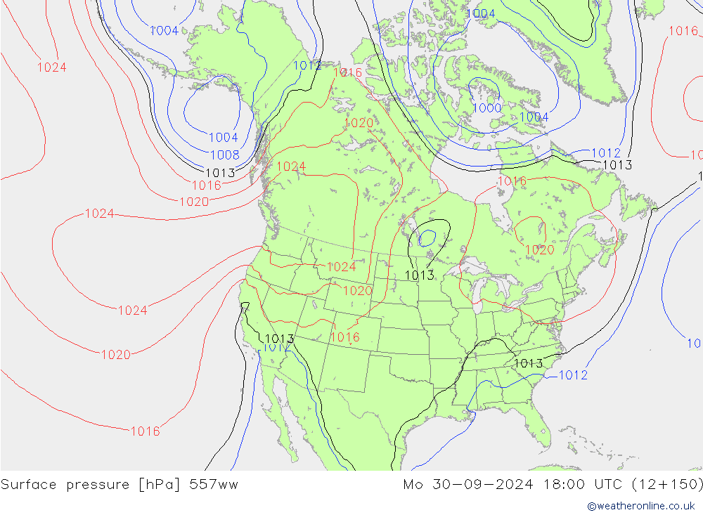 Surface pressure 557ww Mo 30.09.2024 18 UTC