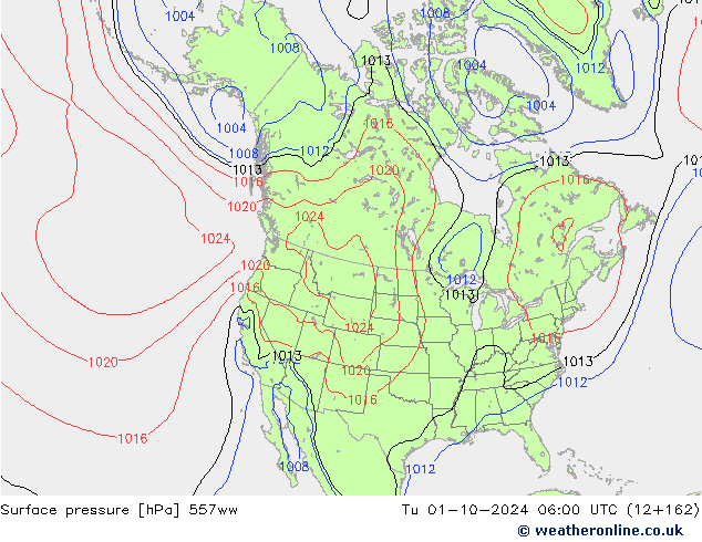 Surface pressure 557ww Tu 01.10.2024 06 UTC