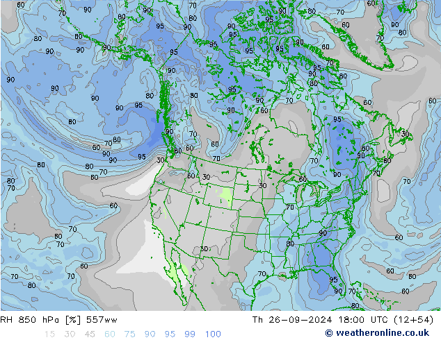 RH 850 hPa 557ww Do 26.09.2024 18 UTC