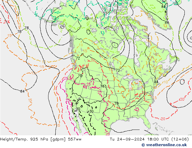 Height/Temp. 925 гПа 557ww вт 24.09.2024 18 UTC