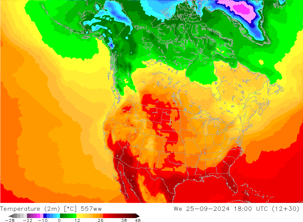 Temperatura (2m) 557ww Qua 25.09.2024 18 UTC