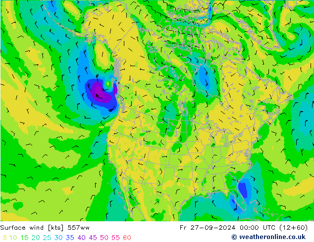 Surface wind 557ww Fr 27.09.2024 00 UTC