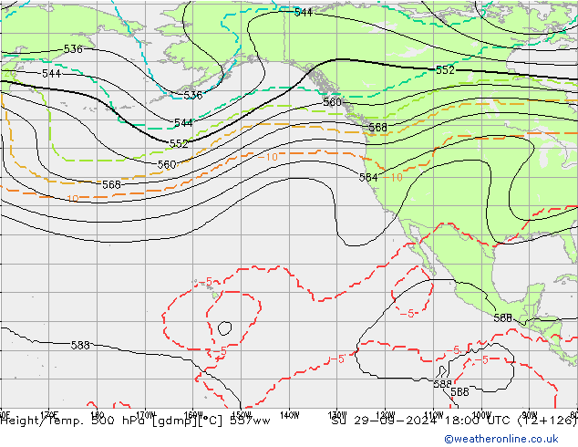 Height/Temp. 500 hPa 557ww Su 29.09.2024 18 UTC