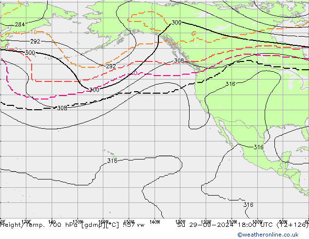 Hoogte/Temp. 700 hPa 557ww zo 29.09.2024 18 UTC