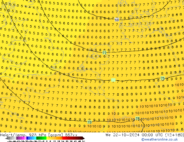 Height/Temp. 925 hPa 557ww We 02.10.2024 00 UTC