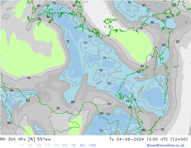 RH 300 hPa 557ww Tu 24.09.2024 12 UTC