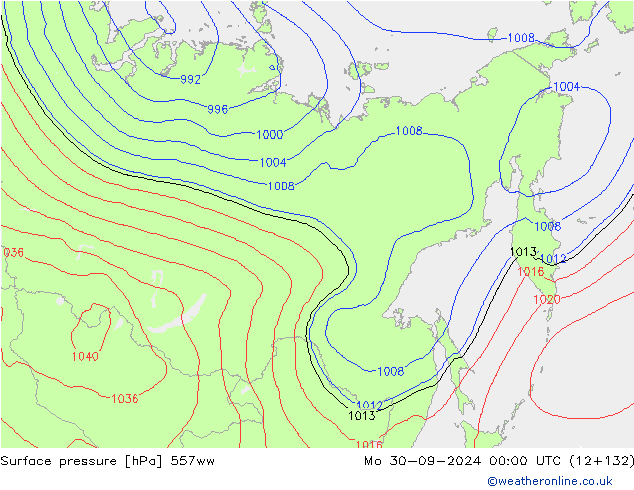 приземное давление 557ww пн 30.09.2024 00 UTC