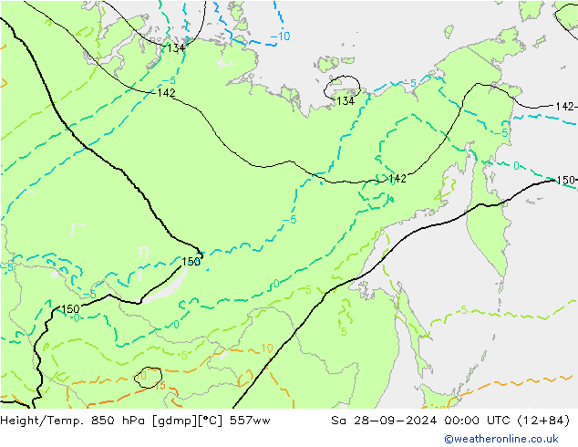 Height/Temp. 850 hPa 557ww sab 28.09.2024 00 UTC