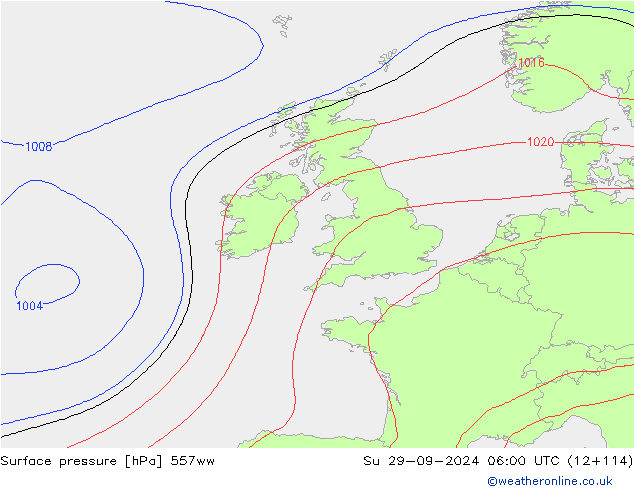 Surface pressure 557ww Su 29.09.2024 06 UTC