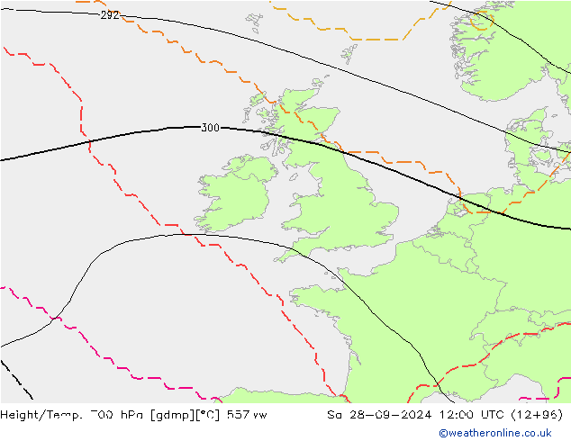 Height/Temp. 700 гПа 557ww сб 28.09.2024 12 UTC