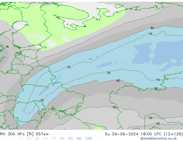 RH 300 hPa 557ww Ne 29.09.2024 18 UTC