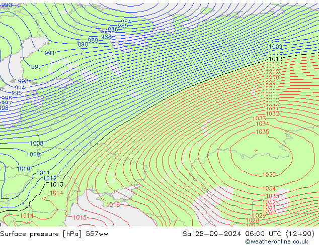 приземное давление 557ww сб 28.09.2024 06 UTC