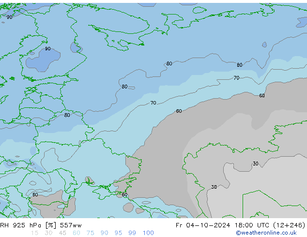 RH 925 гПа 557ww пт 04.10.2024 18 UTC